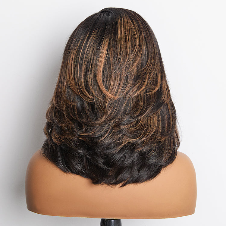 Halo Hair Style Hair-Effortlessly Chic Butterfly Cut Layered Wavy Glueless HD Minimalist Lace Short Wig