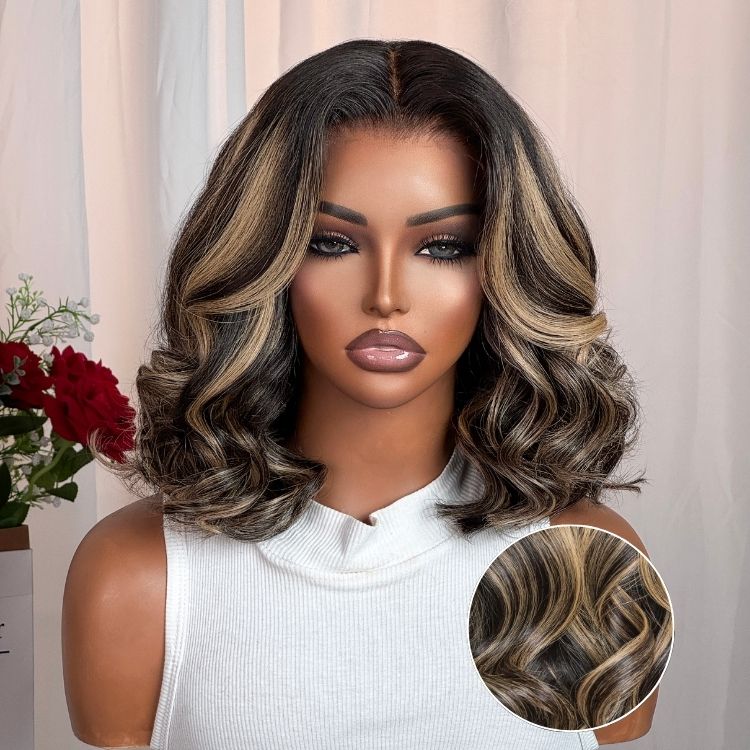 Halo Hair Style All-Day Comfort Wig Blonde Highlight Loose Wave Glueless Minimalist HD Lace T Part Wig Pre-Cut Lace