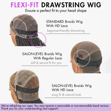 Special Deal | Light Weight Flexi-Fit Invisi Drawstring Cap Full Lace Knotless Boho Curls Braided Long Wig Super Natural Scalp