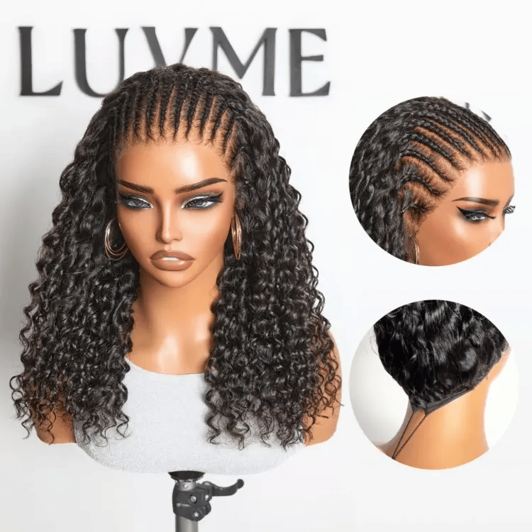 Readitress | PreMax Wigs Knotless Fulani Braids Deep Wave Glueless Ear-to-ear 13x6 Frontal HD Lace Wig Human Hair Flexi-Fit Drawstring Cap