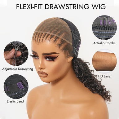 Readitress | PreMax Wigs Knotless Fulani Braids Deep Wave Glueless Ear-to-ear 13x6 Frontal HD Lace Wig Human Hair Flexi-Fit Drawstring Cap