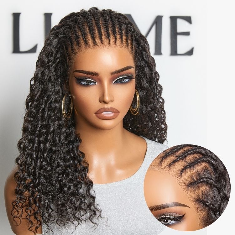 Readitress | PreMax Wigs Knotless Fulani Braids Deep Wave Glueless Ear-to-ear 13x6 Frontal HD Lace Wig Human Hair Flexi-Fit Drawstring Cap