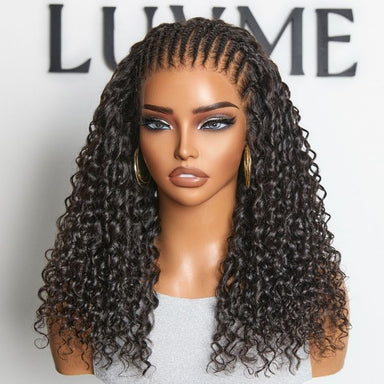 Readitress | PreMax Wigs Knotless Fulani Braids Deep Wave Glueless Ear-to-ear 13x6 Frontal HD Lace Wig Human Hair Flexi-Fit Drawstring Cap