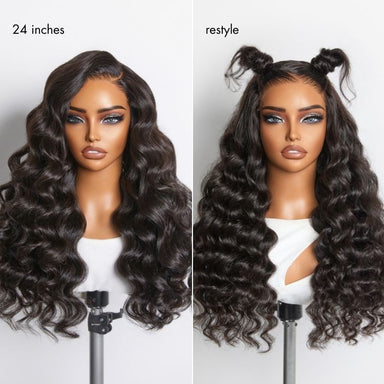 Halo Hair Style All-Day Comfort Wig 180% Density Bouncy Wand Curly 7x6 Closure HD Glueless Wig Pre-Cut Lace