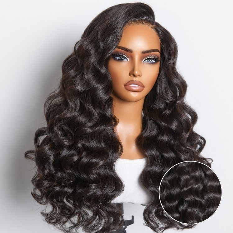 Halo Hair Style All-Day Comfort Wig 180% Density Bouncy Wand Curly 7x6 Closure HD Glueless Wig Pre-Cut Lace