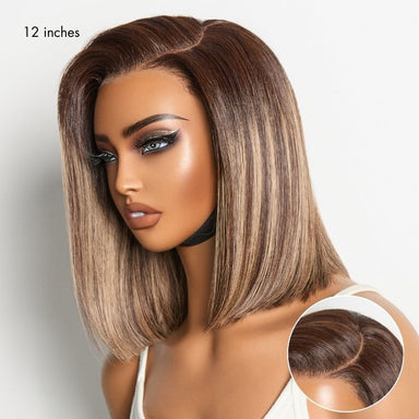 Halo Hair Style All-Day Comfort Wig Blunt Cut Bob Glueless Minimalist HD Lace Short Human Hair Wig Pre-Cut Lace