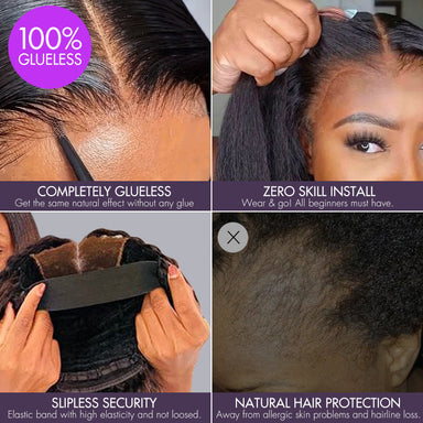 Beginner Friendly 200% Density Glueless 5x5 Closure Pre-Cut Lace Afro Curly Wig Flexi-Fit Drawstring Cap