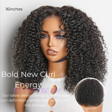 New Customers Only | Beginner Friendly 200% Density Glueless 5x5 Closure Pre-Cut Lace Afro Curly Wig Flexi-Fit Drawstring Cap