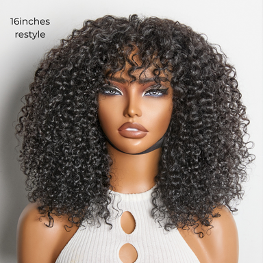 New Customers Only | Beginner Friendly 200% Density Glueless 5x5 Closure Pre-Cut Lace Afro Curly Wig Flexi-Fit Drawstring Cap