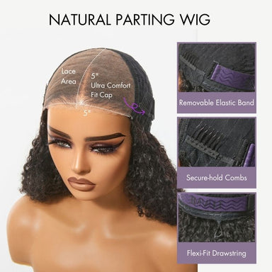 New Customers Only | Beginner Friendly 200% Density Glueless 5x5 Closure Pre-Cut Lace Afro Curly Wig Flexi-Fit Drawstring Cap