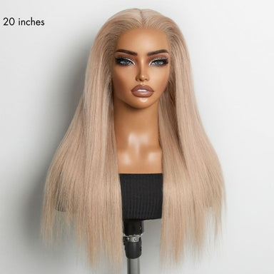 NatureMAX 180% Density Ash Blonde Silky Straight Glueless Ear-to-ear 13x4 HD Lace Front Wig Pre-Cut Lace Flexi-Fit Drawstring Cap