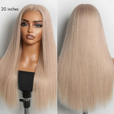 NatureMAX 180% Density Ash Blonde Silky Straight Glueless Ear-to-ear 13x4 HD Lace Front Wig Pre-Cut Lace Flexi-Fit Drawstring Cap