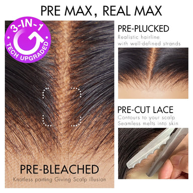 VIP ONLY | PreMax Wigs | Ultra Natural Hairline Brown Highlight Silky Straight Glueless 13x4 Frontal Lace Long Wig