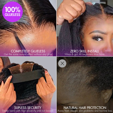 Jet Black Loose Body Wave Glueless 5x5 Closure Lace Wig 100% Human Hair