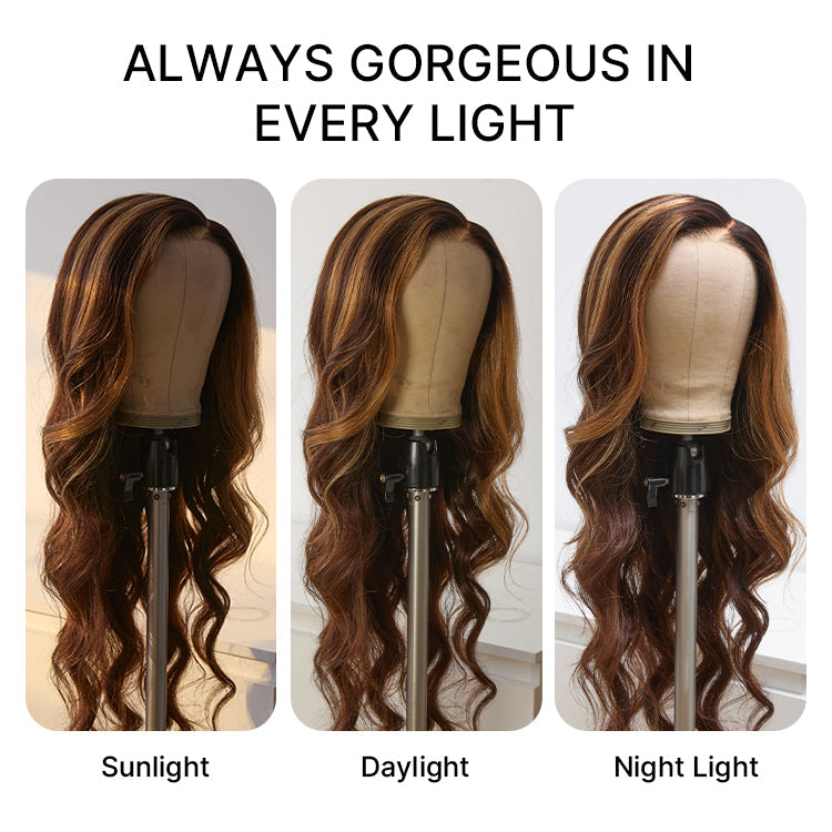 Halo Hair Style All-Day Comfort Wig 180% Density Honey Golden Blonde Loose Body Wave 7x6 Closure HD Lace Human Hair Wig Pre-Cut Lace
