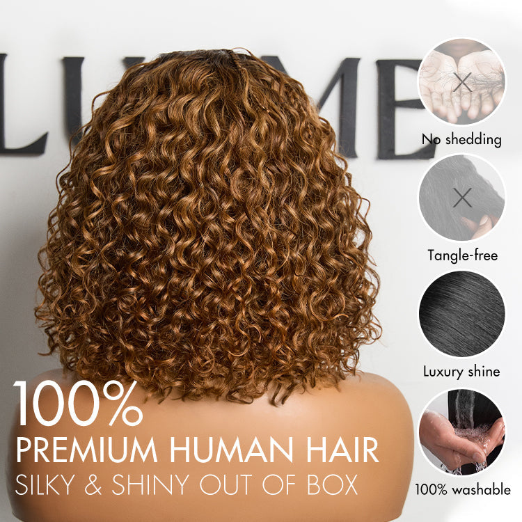 Tiktok Exclusive Deal | Ombre Brown Highlight Boho Braids Deep Curly Glueless 5x5 Closure Lace with Braided Top Human Hair Wig Pre-Cut Lace