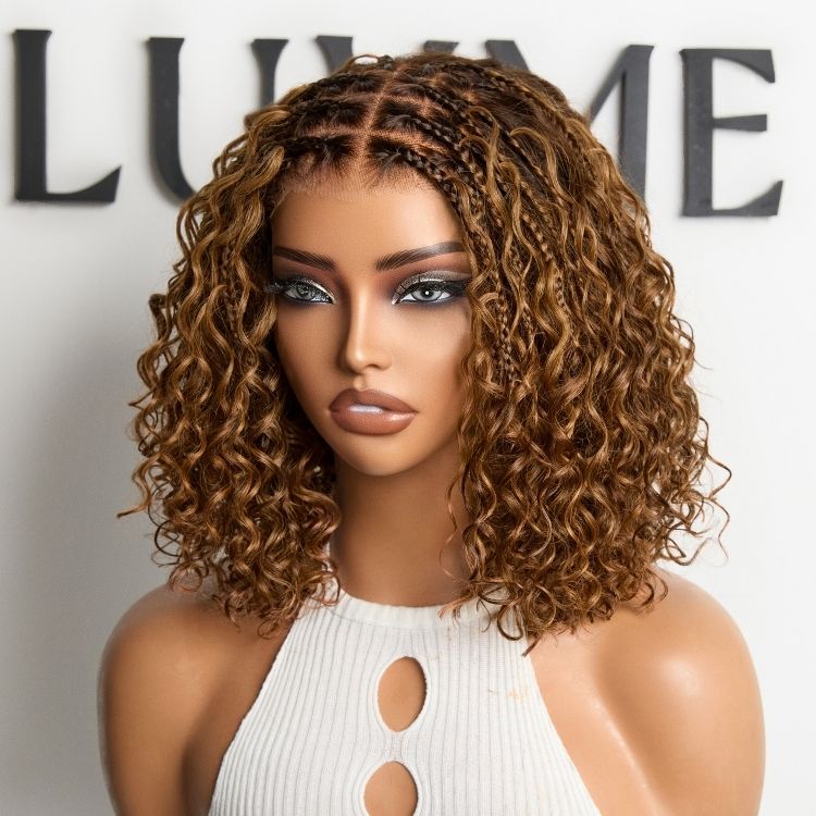Readitress Boho Braids Deep Curly Glueless 5x5 Closure Lace with Braided Top Human Hair Wig Pre-Cut Lace