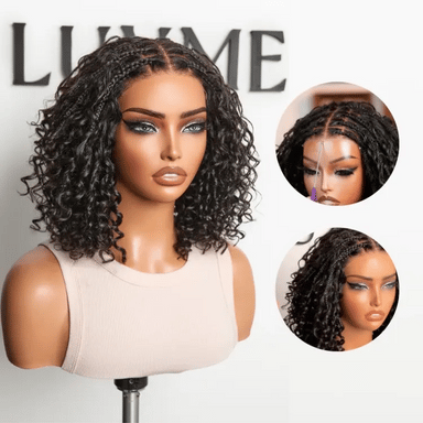 Readitress Boho Braids Deep Curly Glueless 5x5 Closure Lace with Braided Top Human Hair Wig Pre-Cut Lace