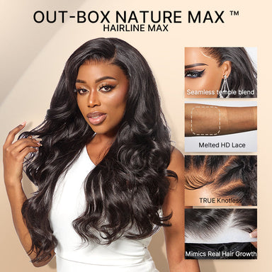 NatureMAX 200% Density Loose Wave Glueless 13x6 HD Lace Front Wig Human Hair Pre-Cut Lace Flexi-Fit Drawstring Cap