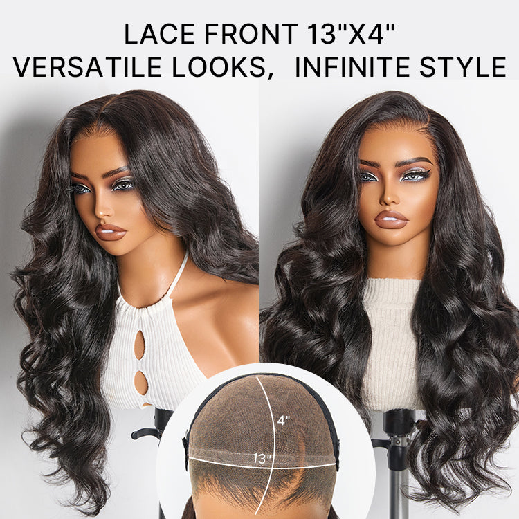 NatureMAX 200% / 250% Density Loose Wave Glueless Ear-to-ear 13x4 HD Lace Front Wig Pre-Cut Lace Flexi-Fit Drawstring Cap