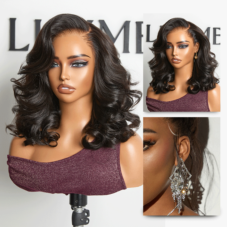 NatureMAX 200% Density Ombre Brown / Natural Loose Wave Glueless 13x6 HD Lace Front Shoulder Length Wig Pre-Cut Lace Flexi-Fit Drawstring Cap