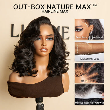 NatureMAX 200% Density Ombre Brown / Natural Loose Wave Glueless 13x6 HD Lace Front Shoulder Length Wig Pre-Cut Lace Flexi-Fit Drawstring Cap
