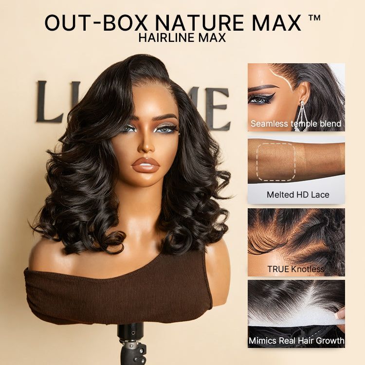 NatureMAX 200% Density Ombre Brown / Natural Loose Wave Glueless 13x6 HD Lace Front Shoulder Length Wig Pre-Cut Lace Flexi-Fit Drawstring Cap