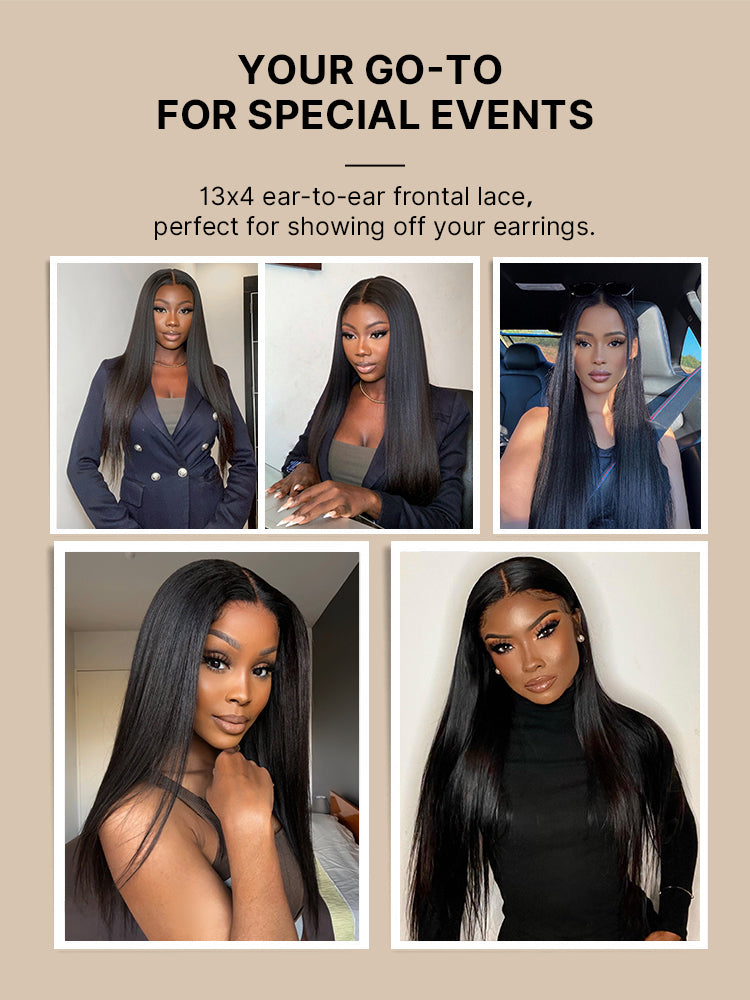 NatureMAX™ 180% Density Ash Blonde Silky Straight Glueless Ear-to-ear 13x4 HD Lace Front Wig Pre-Cut Lace Flexi-Fit Drawstring Cap-23