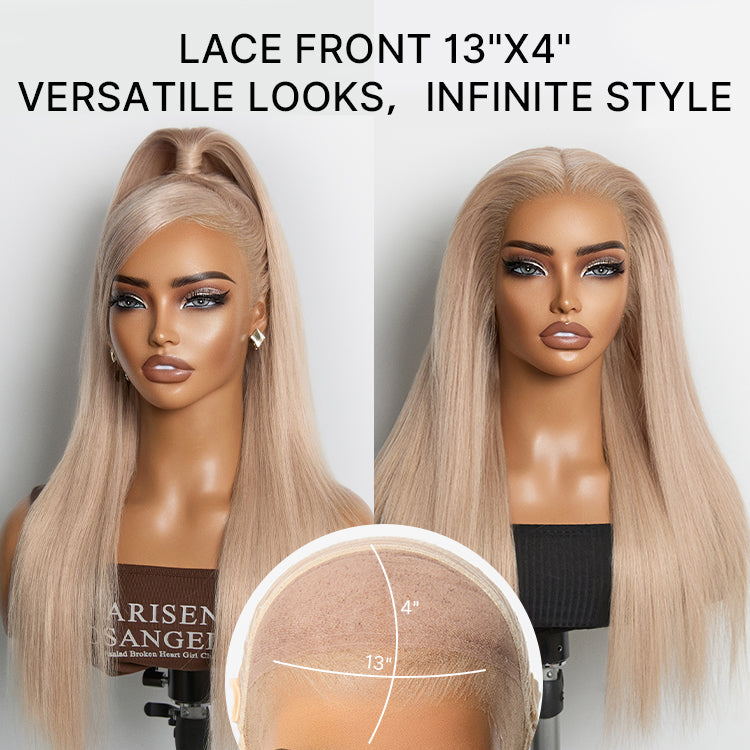 NatureMAX 180% Density Ash Blonde Silky Straight Glueless Ear-to-ear 13x4 HD Lace Front Wig Pre-Cut Lace Flexi-Fit Drawstring Cap