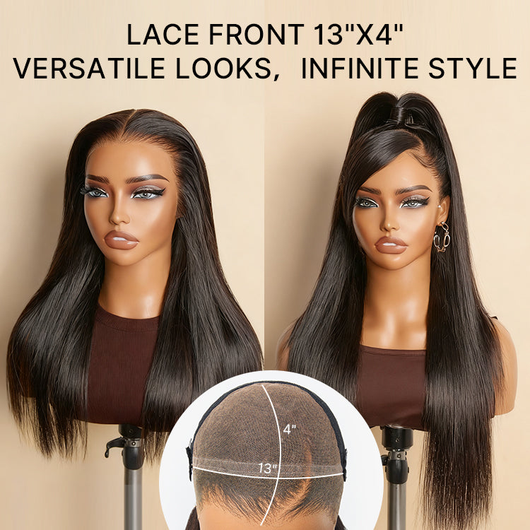NatureMAX Silky Straight Glueless Ear-to-ear 13x4 HD Lace Front Wig Pre-Cut Lace