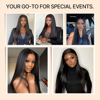NatureMAX Silky Straight Glueless Ear-to-ear 13x4 HD Lace Front Wig Pre-Cut Lace