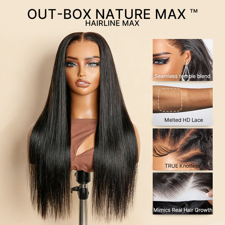 NatureMAX Silky Straight Glueless Ear-to-ear 13x4 HD Lace Front Wig Pre-Cut Lace