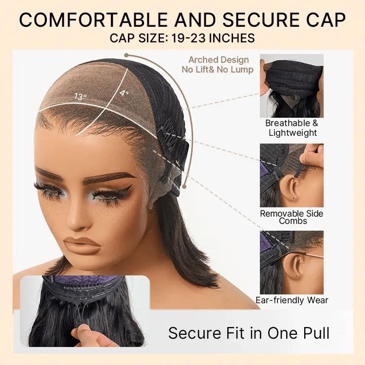 Melted Hair Natural Black Silky Straight Wig Glueless 13x4 Frontal Pre-Cut Lace Wig – Style 0650