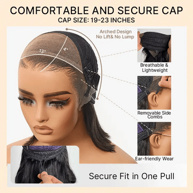 Melted Hair Natural Black Silky Straight Wig Glueless 13x4 Frontal Pre-Cut Lace Wig – Style 0650