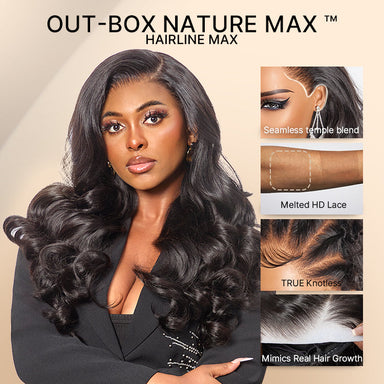 NatureMAX 250% Density Loose Wave Glueless Ear-to-ear 13x4 HD Lace Front High Density Wig Pre-Cut Lace Flexi-Fit Drawstring Cap