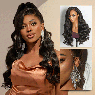 NatureMAX 250% Density Loose Wave Glueless 13x6 HD Lace Front High Density Long Wig Pre-Cut Lace Flexi-Fit Drawstring Cap