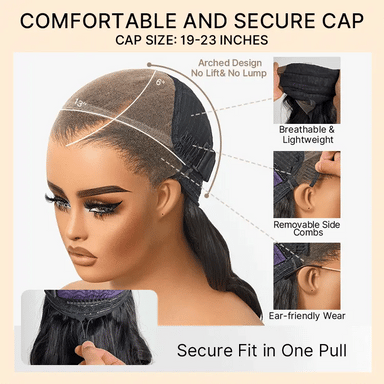 NatureMAX 250% Density Loose Wave Glueless 13x6 HD Lace Front High Density Long Wig Pre-Cut Lace Flexi-Fit Drawstring Cap