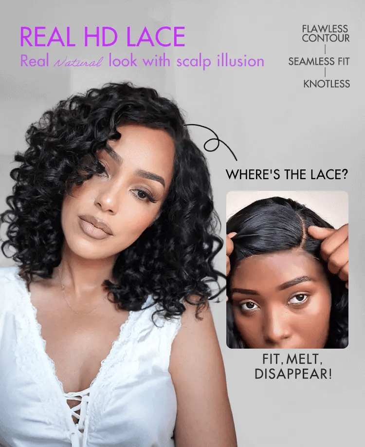 Melted Hair Mature Bouncy Curl Left C Part Glueless Minimalist HD Lace Wig Pre-Cut Lace-17