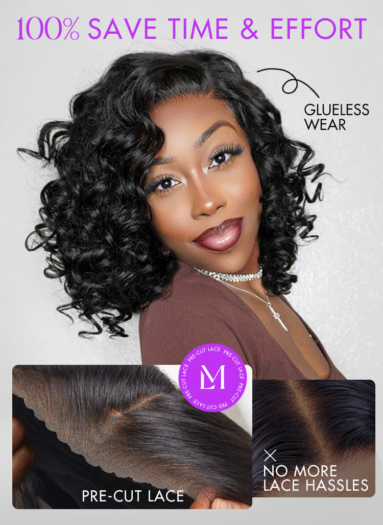 Melted Hair Mature Bouncy Curl Left C Part Glueless Minimalist HD Lace Wig Pre-Cut Lace-19