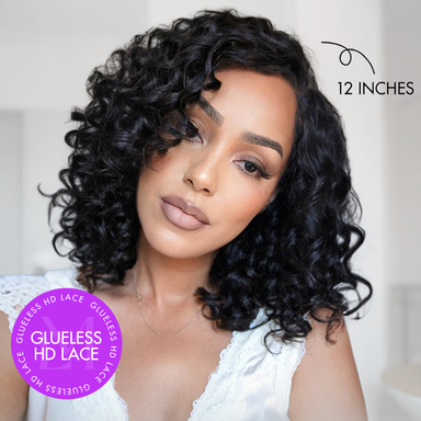 Halo Hair Style Hair Mature Bouncy Curl Left C Part Glueless Minimalist HD Lace Wig Pre-Cut Lace