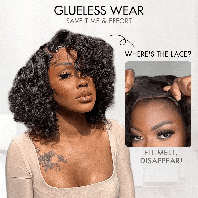 Halo Hair Style Hair Mature Bouncy Curl Left C Part Glueless Minimalist HD Lace Wig Pre-Cut Lace