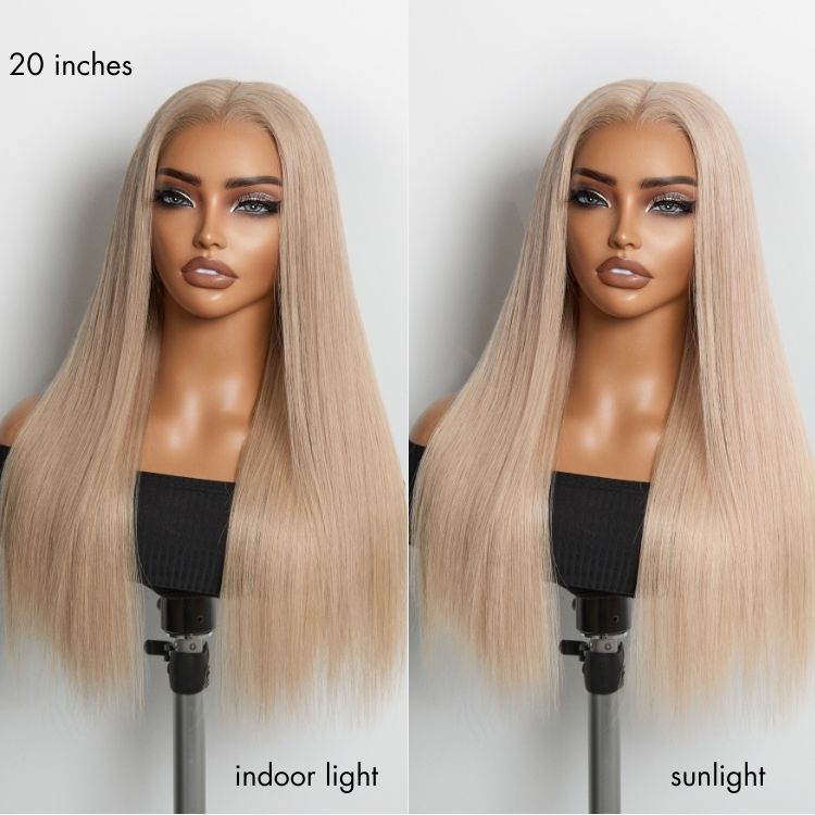 NatureMAX 180% Density Ash Blonde Silky Straight Glueless Ear-to-ear 13x4 HD Lace Front Wig Pre-Cut Lace Flexi-Fit Drawstring Cap