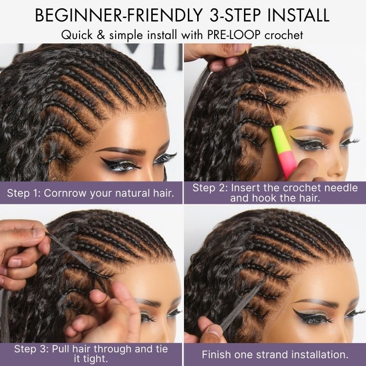 Readitress Pre-Separated Feather Crochet Human Hair for Miracle Knots Boho Braids | Silky Straight Protective Style (Free Gifts Included) - US Only