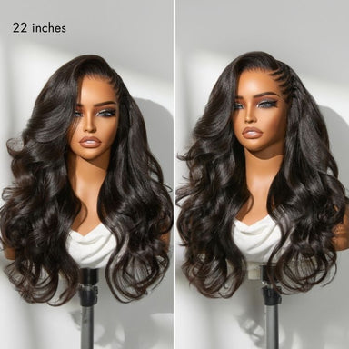 Tiktok Exclusive Deal | Readitress Side Braided Yaki Body Wave Glueless Ear-to-ear 13x6 Frontal HD Lace Wig Human Hair Flexi-Fit Drawstring Cap