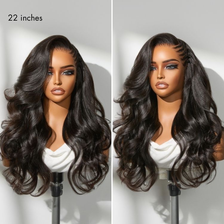 Tiktok Exclusive Deal | Readitress Side Braided Yaki Body Wave Glueless Ear-to-ear 13x6 Frontal HD Lace Wig Human Hair Flexi-Fit Drawstring Cap