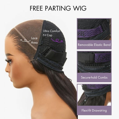 Readitress Side Braided Yaki Body Wave Glueless Ear-to-ear 13x6 Frontal HD Lace Wig Human Hair Flexi-Fit Drawstring Cap