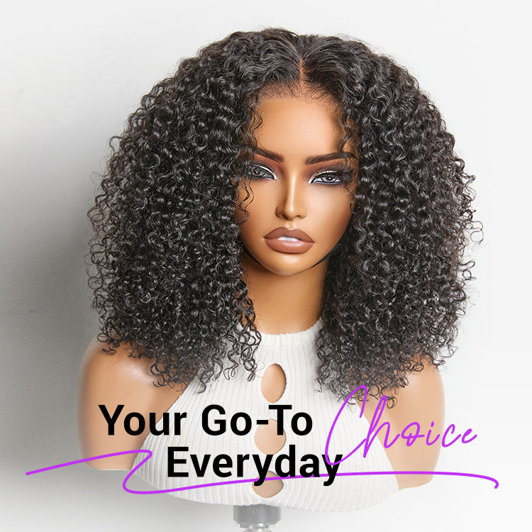 Beginner Friendly 200% Density Glueless 5x5 Closure Pre-Cut Lace Afro Curly Wig Flexi-Fit Drawstring Cap