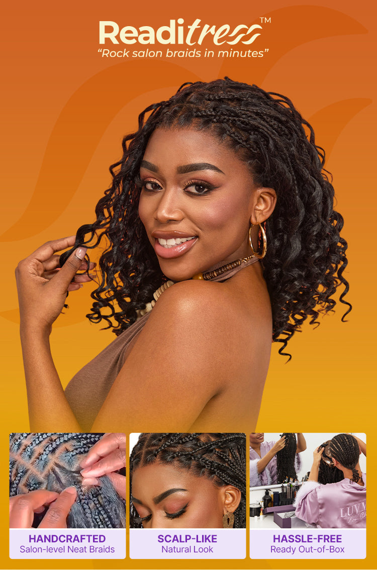 New Customers Only | HD Full Lace Knotless Boho Curls Braided Bob Wig Flexi Fit Invisi Drawstring Cap-10