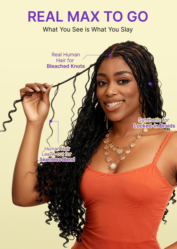 New Customers Only | HD Full Lace Knotless Boho Curls Braided Bob Wig Flexi Fit Invisi Drawstring Cap-11
