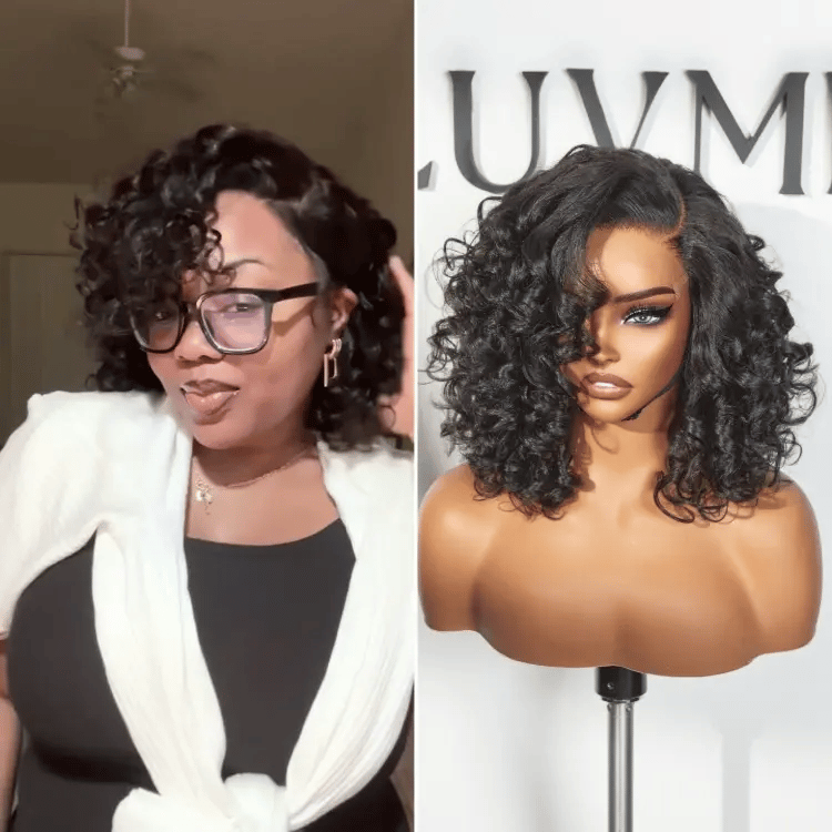 Melted Hair 150% Natural Black Curly Wig Glueless Minimalist Lace Pre-Cut Lace Wig